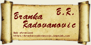 Branka Radovanović vizit kartica